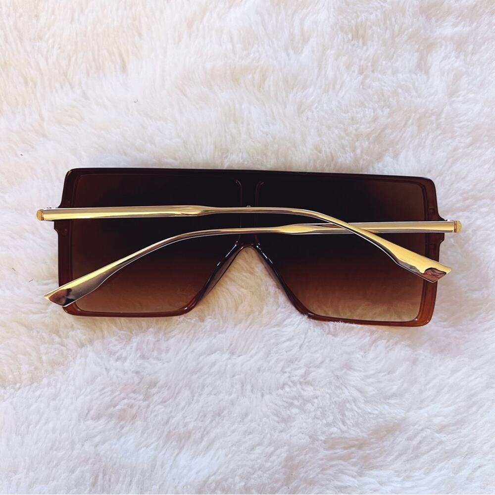 Ariel Brown Rectangle Full Frame Sunglasses - Picture 10 of 11